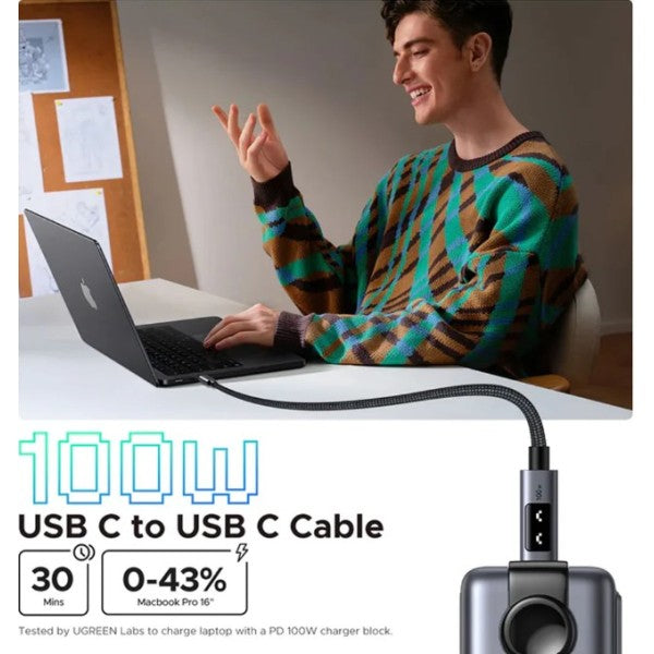 Ugreen USB C To USB C PD 5A Fast Charging Cable 2m -Black Ugreen USB C To USB C PD 5A Fast Charging Cable 2m -Black